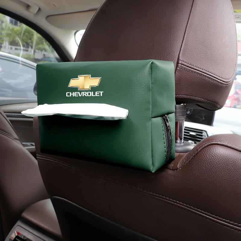 BODCA1 PU Leather Car Tissue Box Facial Tissue Storage Bag For Chevrolet Bolt Spark Tahoe Z71 Aveo Impala Lacetti Malibu Sail SS Cruze