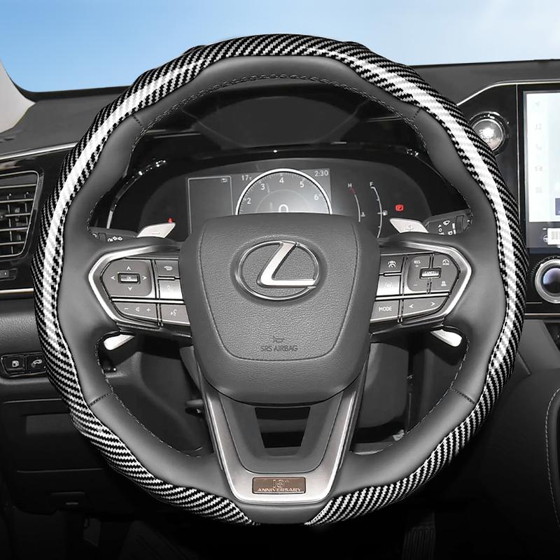 Suitable for Lexus Carbon Fiber Texture Steering Wheel Cover with Snap-On Wave-Shaped Sports Design to Protect Models Such as Rx, Nx, Es, Gx, Lx, Is,