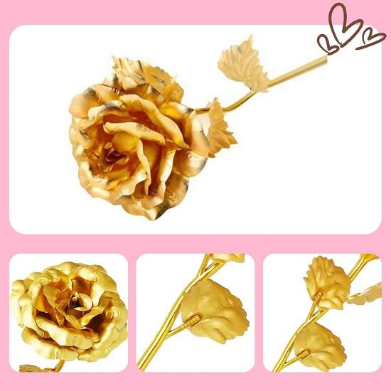 Золотая роза в подарок Искусственный цветок для девушки, парня, мужа, жены Подарки на День святого Валентина (золотой)