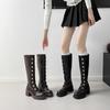 Ретро британский значок, но ботфорты женские осенне-зимние новые толстый каблук тонкая высокая голенище тонкие ботинки рыцарские ботинки эластичные