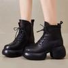 Retro Soft Leather Platform Single Boots Women's Autumn and Winter New Short Fashion Boots Martin Boots Thick Heel Women's Boots