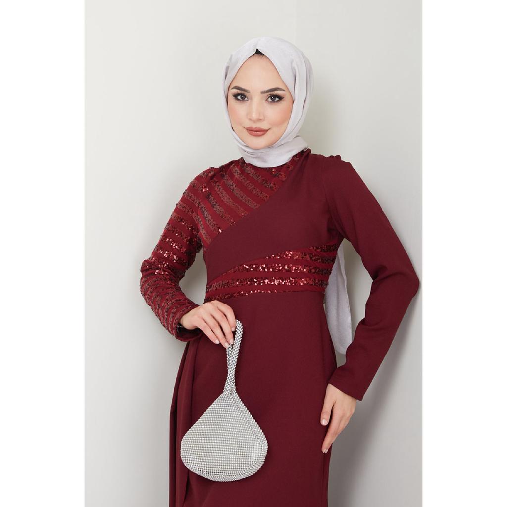 Женская одежда Вечернее платье Модное накидка с блестками Хиджаб Вечернее платье в форме рыбы 2711 Черный