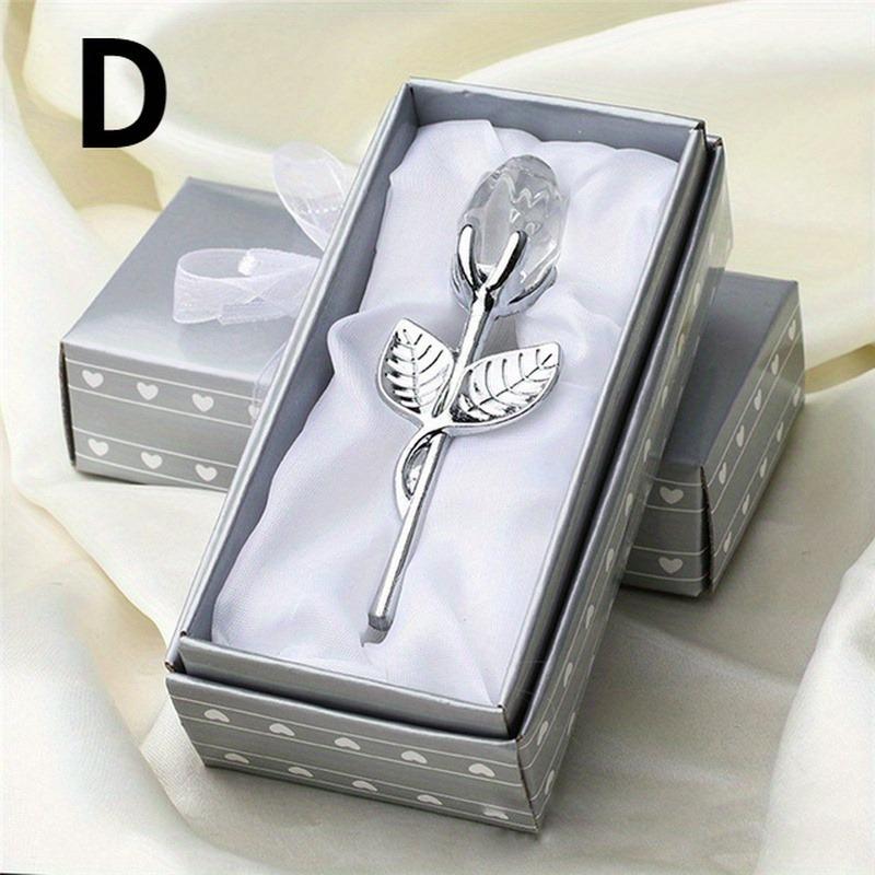 Crystal Glass Rose Flower Figurines Craft Valentine's Day Favors X'mas Lovers' Gift Souvenir Home Wedding Decoration Orn