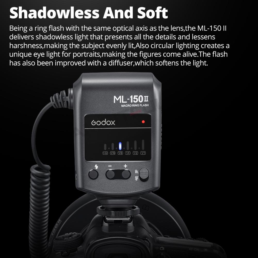 Godox ML-150II ML150II Macro Ring Speedlite Flash Light For Canon Nikon Pentax Sony Olympus DSLR Camera