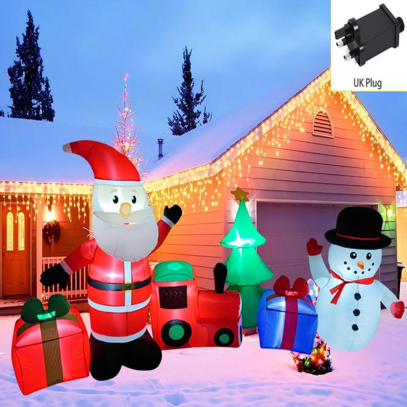 Рождественские надувные украшения игрушка подарок Санта Снеговик 2,7 м / 8,8 фута Встроенные светодиодные фонари Модель Уличное украшение Декор для рождественской вечеринки