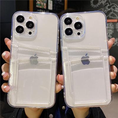 Прозрачный чехол для телефона для карточек для Iphone 14 13 12 11 Pro Max Xr Xs X 13pro Max 14 Pro Maxclear, мягкий чехол-бумажник из ТПУ, задняя крышка