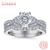 Lindon Classic 925 Sterling Silver Zircon Ring Ladies Jewelry Wedding Promise Party Gift