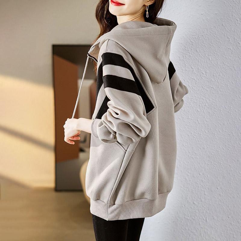 Мягкая толстовка, женский пуловер на молнии, толстовка с капюшоном, осенний свободный удобный повседневный топ, женский простой спортивный свитшот