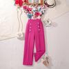 Girls Short Sleeve + Trousers Set Summer Children 7-12Y Printed Top + Trousers Children's Clothing