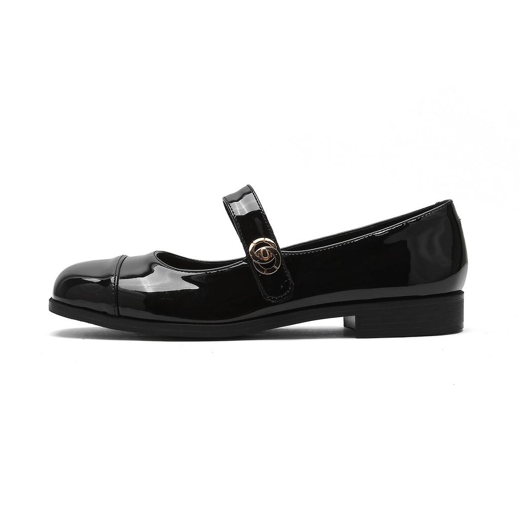 Fashion Hot Sale Vintage Black Patent Leather Mary Jane Shoes Women's Elegant Buckle Strap Low Heel Pumps