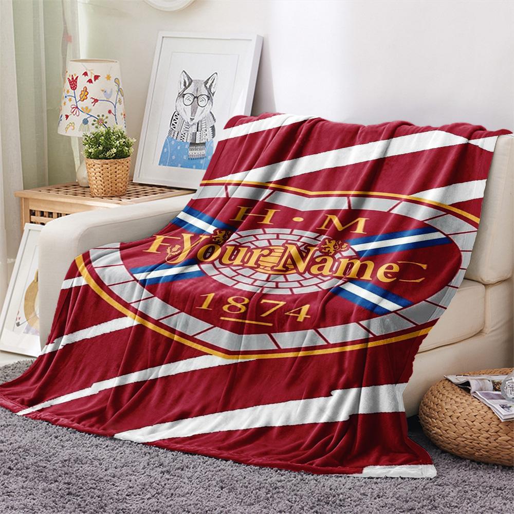 1PC Heart Football Custom Name Patterned Flannel Blanket Suitable For All Seasons For Home Decor Warmth And Comfort Gifts Holiday Present
