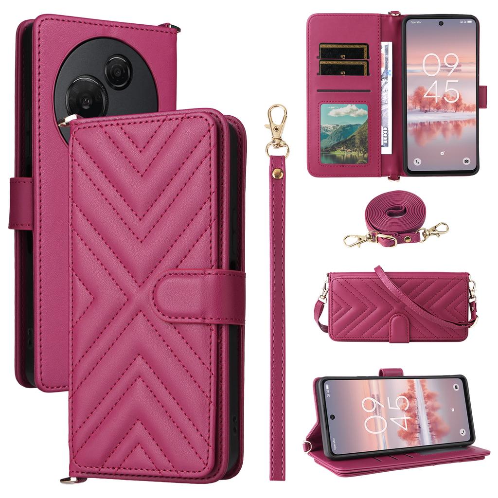For TCL 60 NxtPaper 4G Case with Shoulder/Wrist Strap Leather Phone Cover Stand Wallet