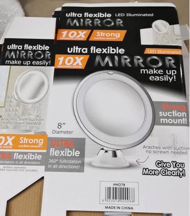 Upgraded 10X Magnifying LED Makeup Mirror with Three-Color Fill Light & USB Touch Switch