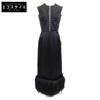 [/Domestic Regular] 691483 Silk/Fur Back Slit Sleeveless Dress/ Dress 38 blackUsed