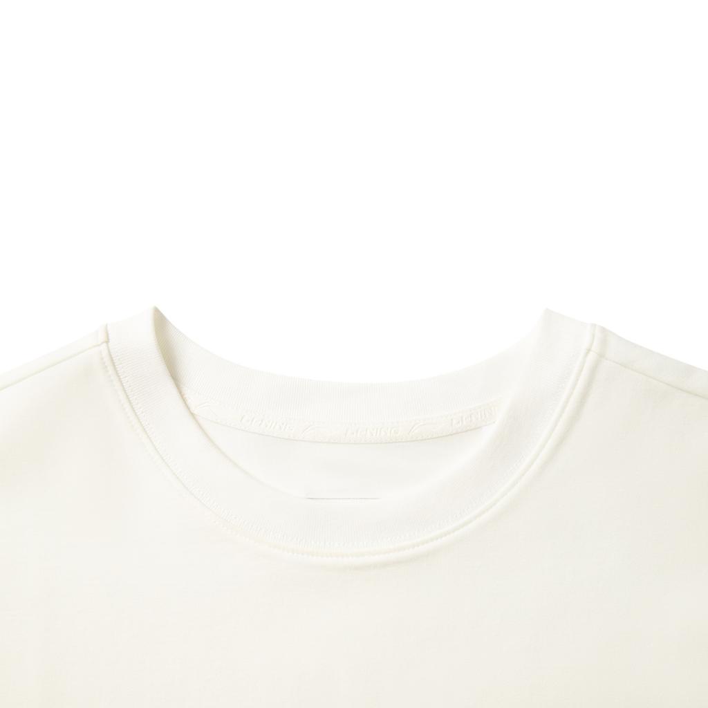 Li Ning Серия Спортивный Стиль Жизни Повседневная Простая Футболка с Круглым Вырезом и Коротким Рукавом Свободного Кроя Женская Футболка Молочно-Белый AHSV464-4