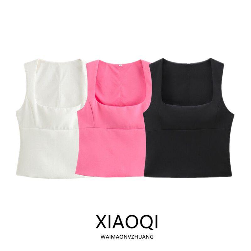 Fashion Style 2024 Spring New Arrival Women's Clothing Stylish Slim-Fit All-Matching Short Square Collar Stretch Tops 2745777