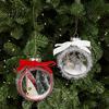 Micro Landscape Christmas Decor Opening Ball Ornament with Bow, Tree Reindeer Snow Scene Plastic Holiday Balls Inside Hanging Clear Ball, Xmas Sphere