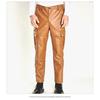 Mens Camo American Casual Thick Leather Pants Multi Pocket Windproof Waterproof Biker Trousers