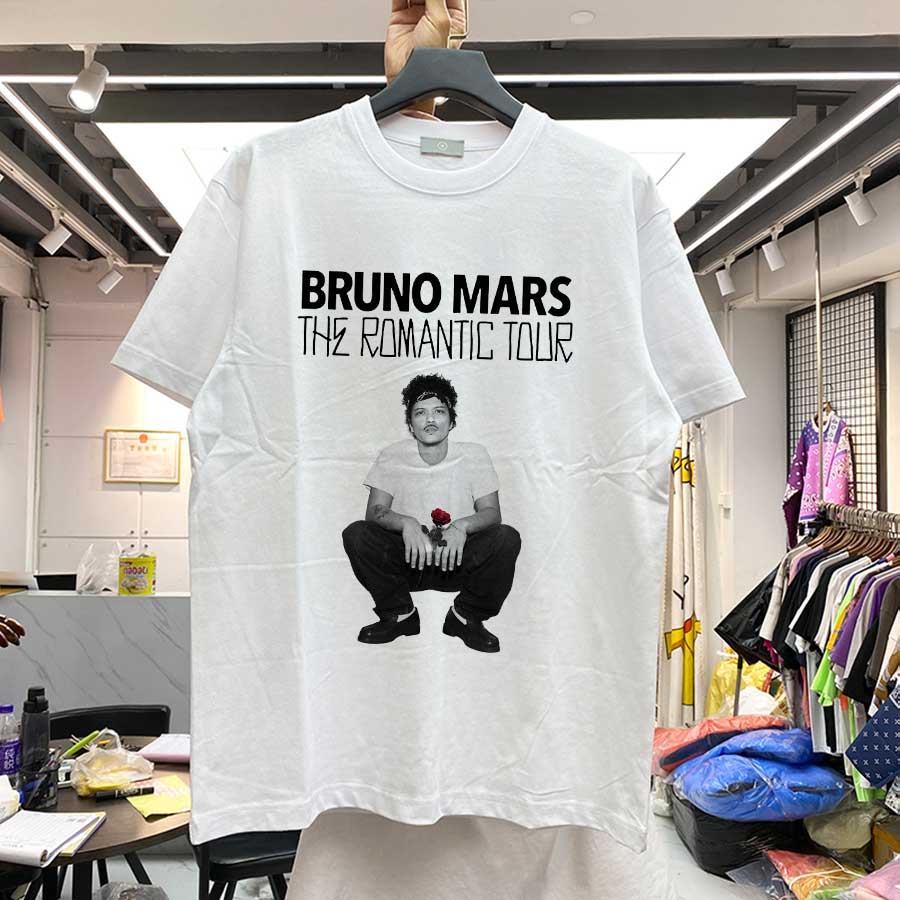 Футболка Bruno Mars The RoUnisextic Tour для унисекс женщин Хип-хоп Уличный стиль Оверсайз Топы 100% Хлопок Футболка BM2