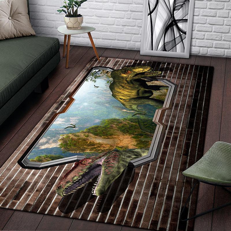 3D динозавр Юрского периода Дракон узор декоративный квадратный ковер современный дом гостиная пол матовый ковер для спальни художественный коврик для плаката