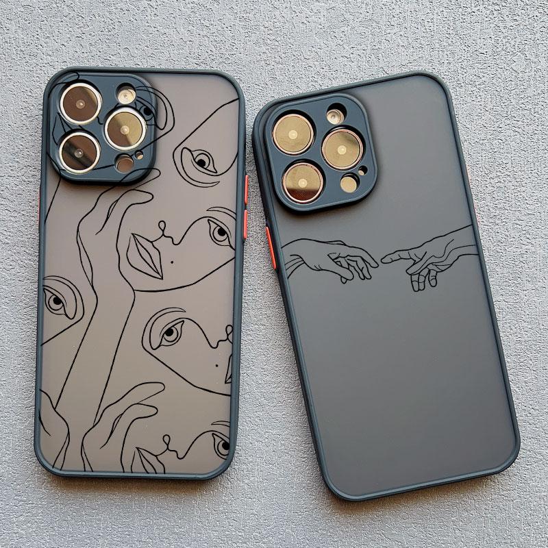 Абстрактная Геометрическая Арт Линия Лицо Чехол для Телефона для IPhone 15 14 Pro Max Plus 13 12 11 Pro Max Mini 7 8 Plus X XS XR Ударопрочный Чехол