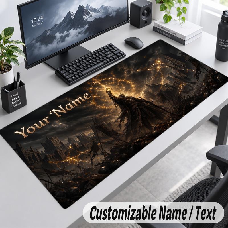 Elden Ring Personalized Large Mouse Pad Custom Name Text Extended Desk Mat Gaming Mousepad