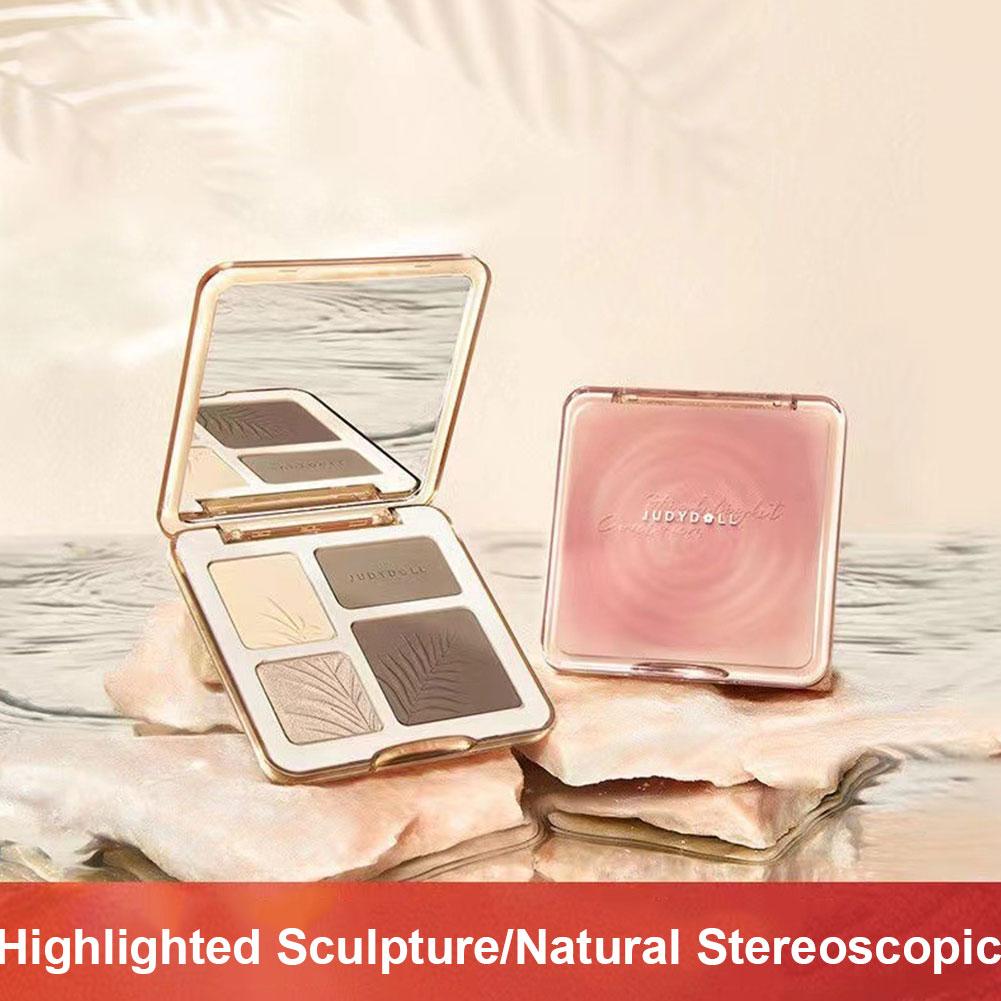 2 IN 1 Highlight Contouring Palette Matte Brightens Tear Cover Facial Tone Skin Groove W8T9