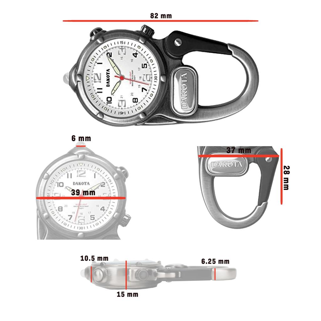Dakota Мини-клипса Микролайт Клипса Часы Карабин Часы Светящиеся Часы Унисекс Для улицы Подарок Рыбалка Охота Уличный Светодиодный Светящийся Тактические Часы Часы