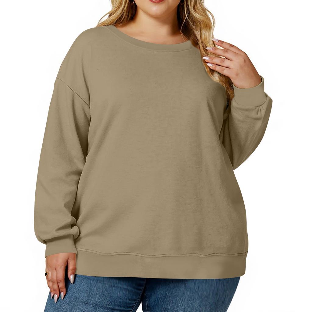 Plus Size Sweatshirt For  Women Oversized Crewneck Long Sleeve Pullover Tops