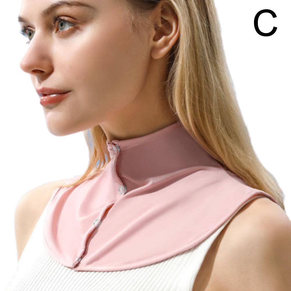 Женский солнцезащитный платок-шаль с искусственным воротником, охлаждающий шейный платок-пуловер, наплечные гетры для шеи, ледяной шелк, солнцезащитный, для улицы, однотонный, защитный