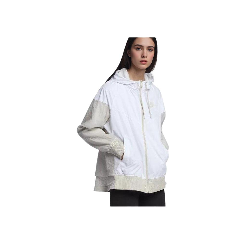 Nike Куртка Nsw Windrunner, новинка, цветные блоки, повседневная, с капюшоном и застежкой-молнией, с длинным рукавом, ветровка, женская, белая, 886269-100