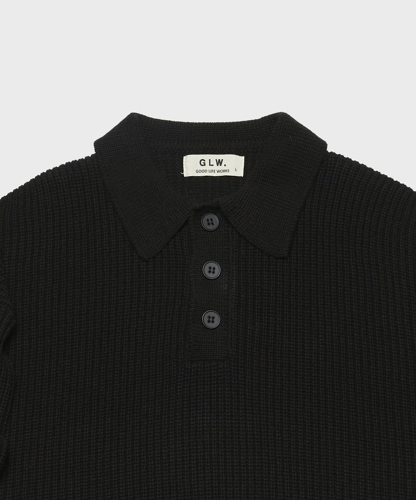 GLW Classic Collar Henley Neck Sweater Knit Black