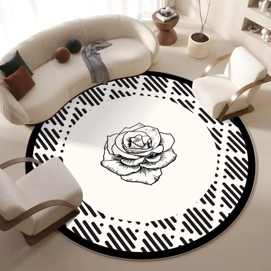 Скандинавский белый круглый ковер для украшения гостиной, пушистые мягкие коврики для спальни, прикроватный коврик для пола, домашний, моющийся, нескользящий ковер