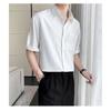 Ice Silk Short Sleeved Shirt For Men In Summer, Loose Plus Size Five Inch Sleeve Shirt, No Ironing And Wrinkle Resistance