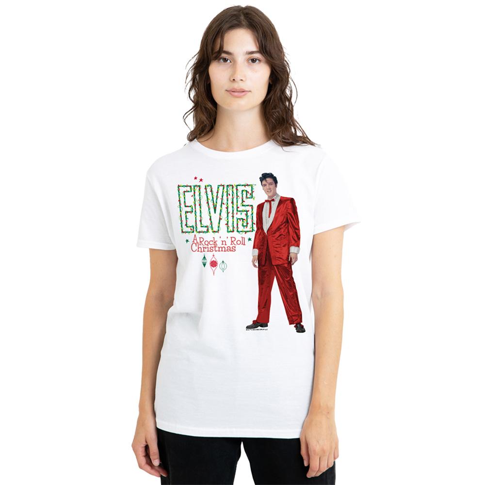 Elvis Presley Womens/Ladies Holiday Lights T-Shirt