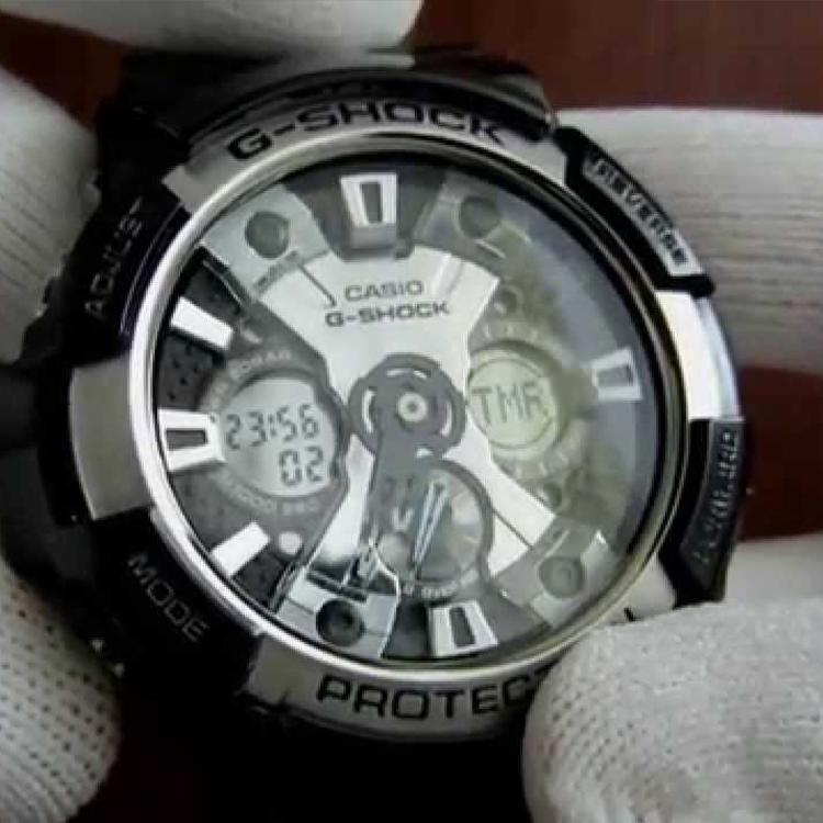 Casio Серия часов с двойным дисплеем (жидкокристаллический/стрелочный) Модные Классические Мужские Часы Черные GA-200BW-1A