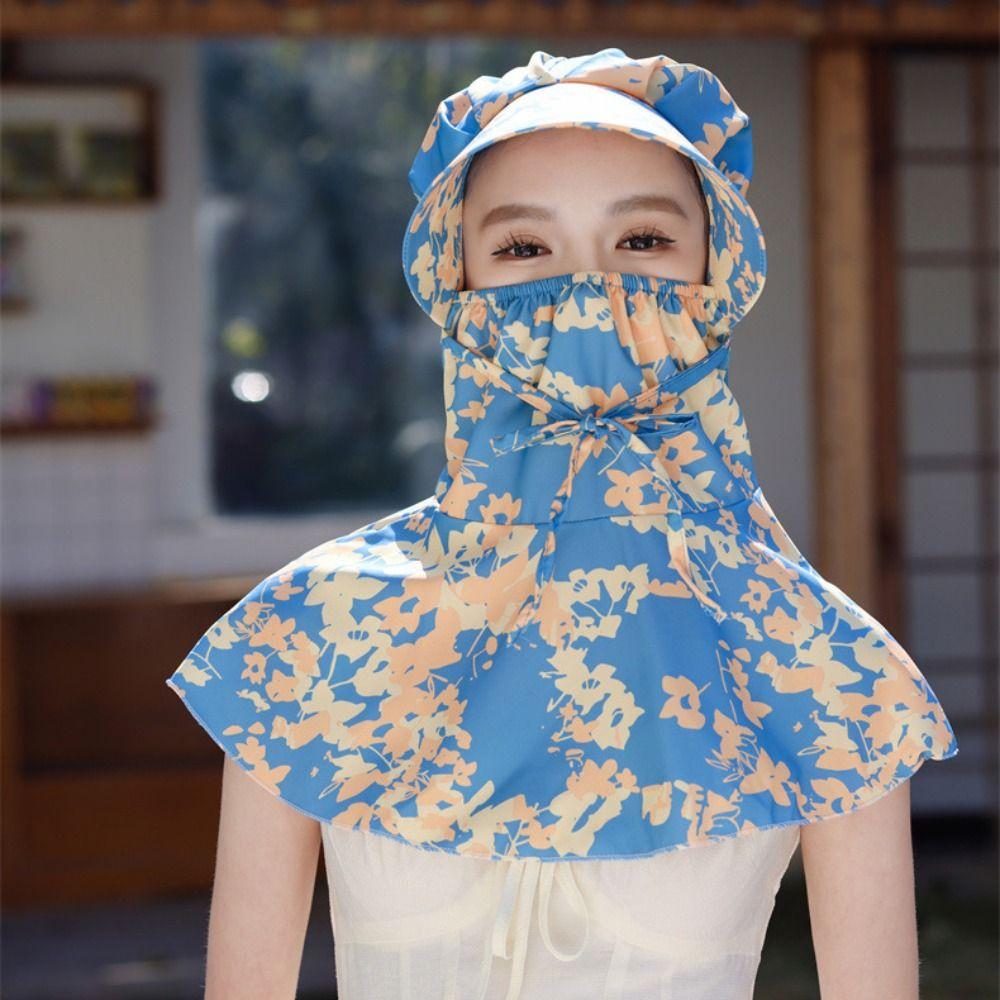 Печать Шляпа для сбора чая Защита от солнца Защита шеи Шляпа Дышащая Солнцезащитная шаль-капюшон Рыбалка