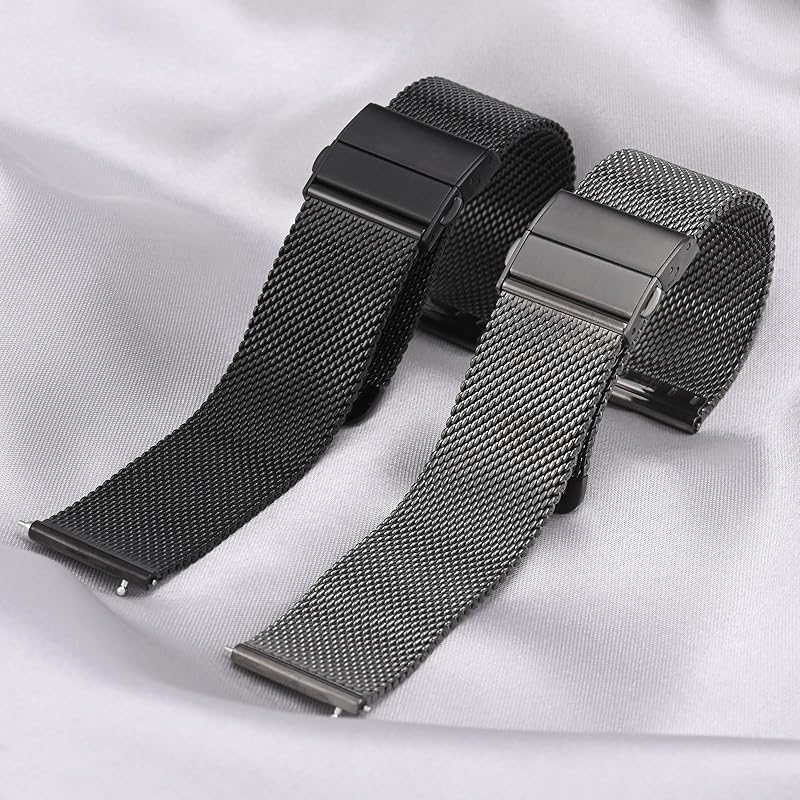 [ANNEFIT] металлический ремешок для часов 20 мм, сетчатый, сменный ремешок для часов из нержавеющей стали 316L, сменный ремень, быстросъемный, черный
