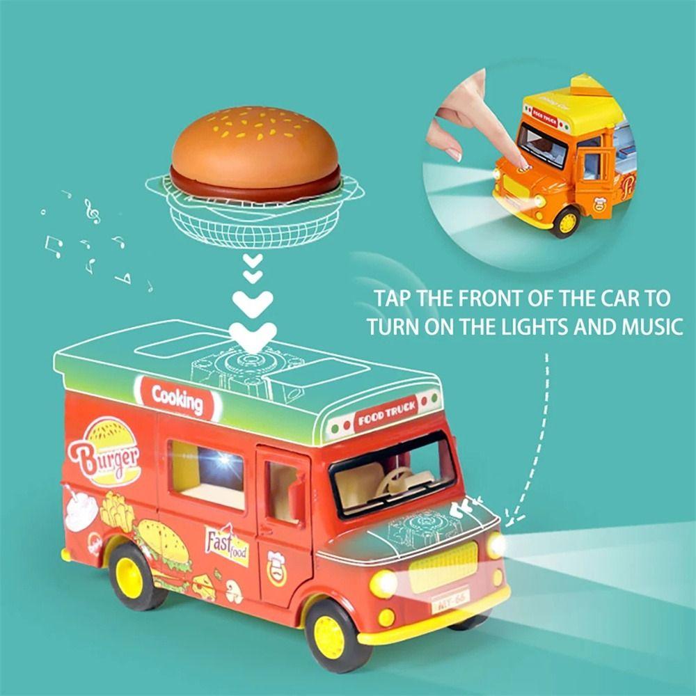 Bright Colors Ice Cream Car Model with Music Light Pull Back Car Food Truck Toy  Children Gift