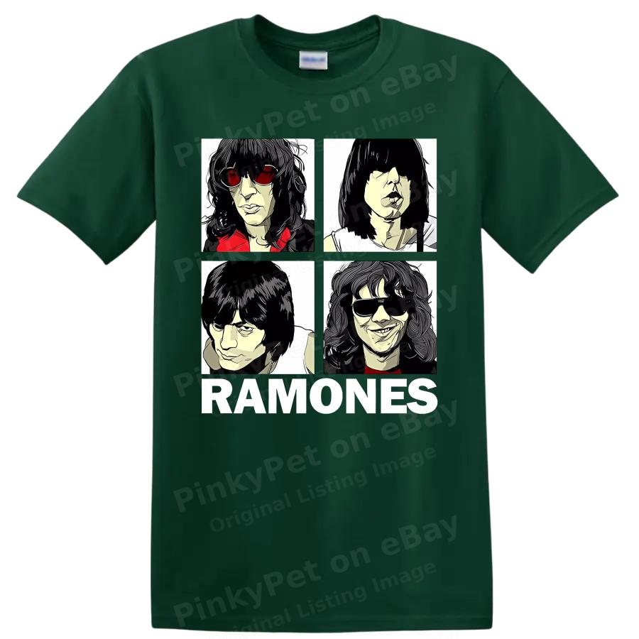 Ramones Панк-рок группа Портрет Футболка Четыре панели Винтажный Графический Ретро Искусство Футболка