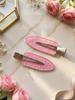 DIOR 2 Pcs Pink Transparent Logo Hair Clips Metal Alligator Barrettes Fashion Women Bangs Hair Accessories Daily Decor