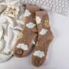 Plush Coral Velvet Socks Female Hosiery Sleeping Socks Casual Flower Pattern Socks  Women