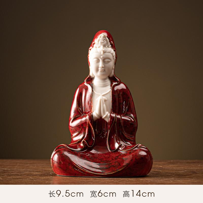 Китайская Гуаньинь Бодхисаттва для гостиной, статуя Будды, поклонение фоновому свету, украшение в стиле дзен