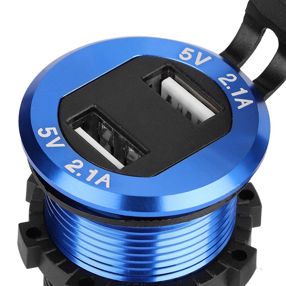 12 24V Cigar Lighter Socket Power Adapter Dual USB Charger with LED Voltmeter for Motorcycle