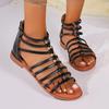 Fashion Summer Low Heels Gladiator Sandals Women Plus Size Bowknot Back Zipper Sandals Woman Lightweight Non Slip Flats Sandles Female