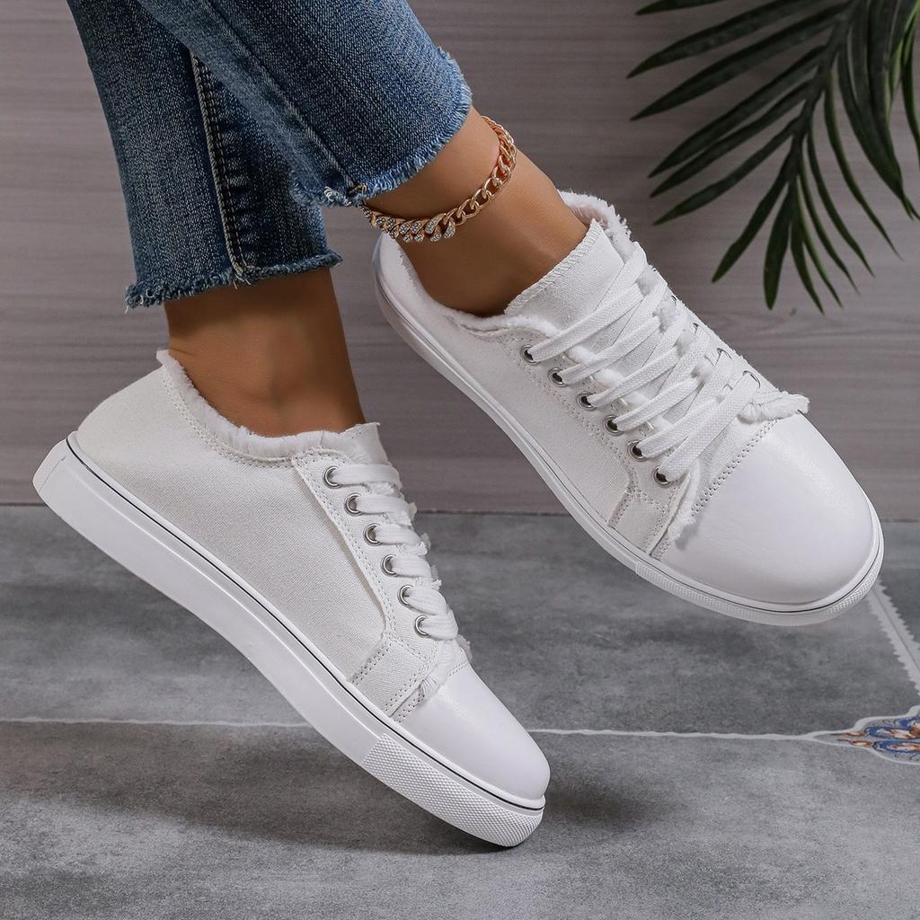 New Pattern Women's Lace-up Canvas Shoes Autumn Flat Casual Shoes Denim Printed Flower Ladies Sneakers Woman Sports Shoes