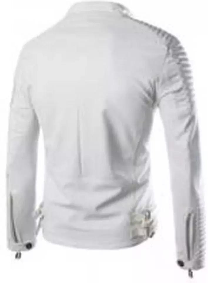 Куртка мужская из натуральной кожи ягненка, ручной работы, белая, стильная, подлинная