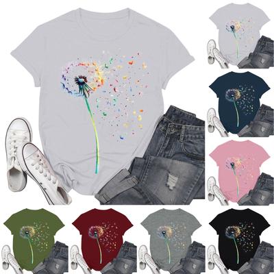 Женские модные повседневные пуловеры с короткими рукавами и круглым вырезом с принтом