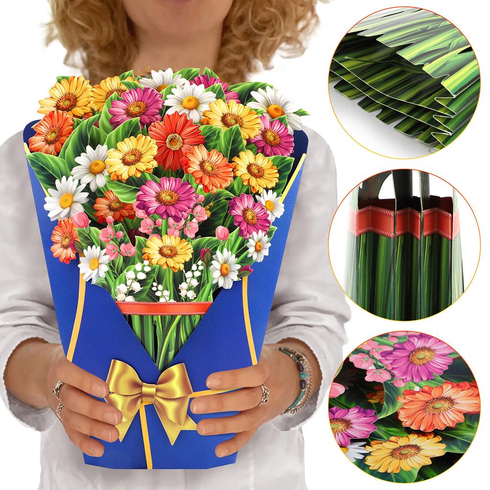 1 шт., открытка с букетом цветов 33*25,5 см, 3D значимый подарок