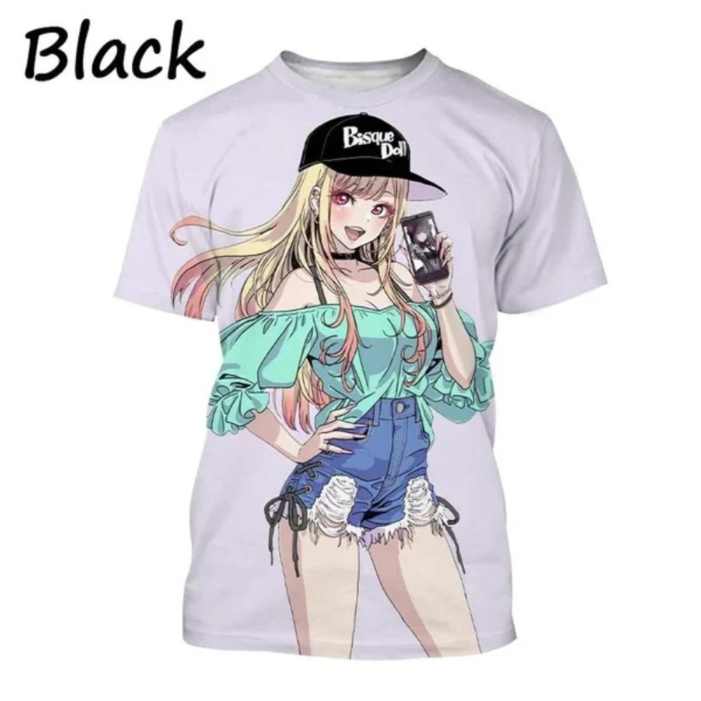 Футболки с изображением персонажа аниме Марин Китагава для мужчин и женщин с 3D-принтом, летние футболки Harajuku с круглым вырезом, дышащие, с коротким рукавом, повседневные детские футболки